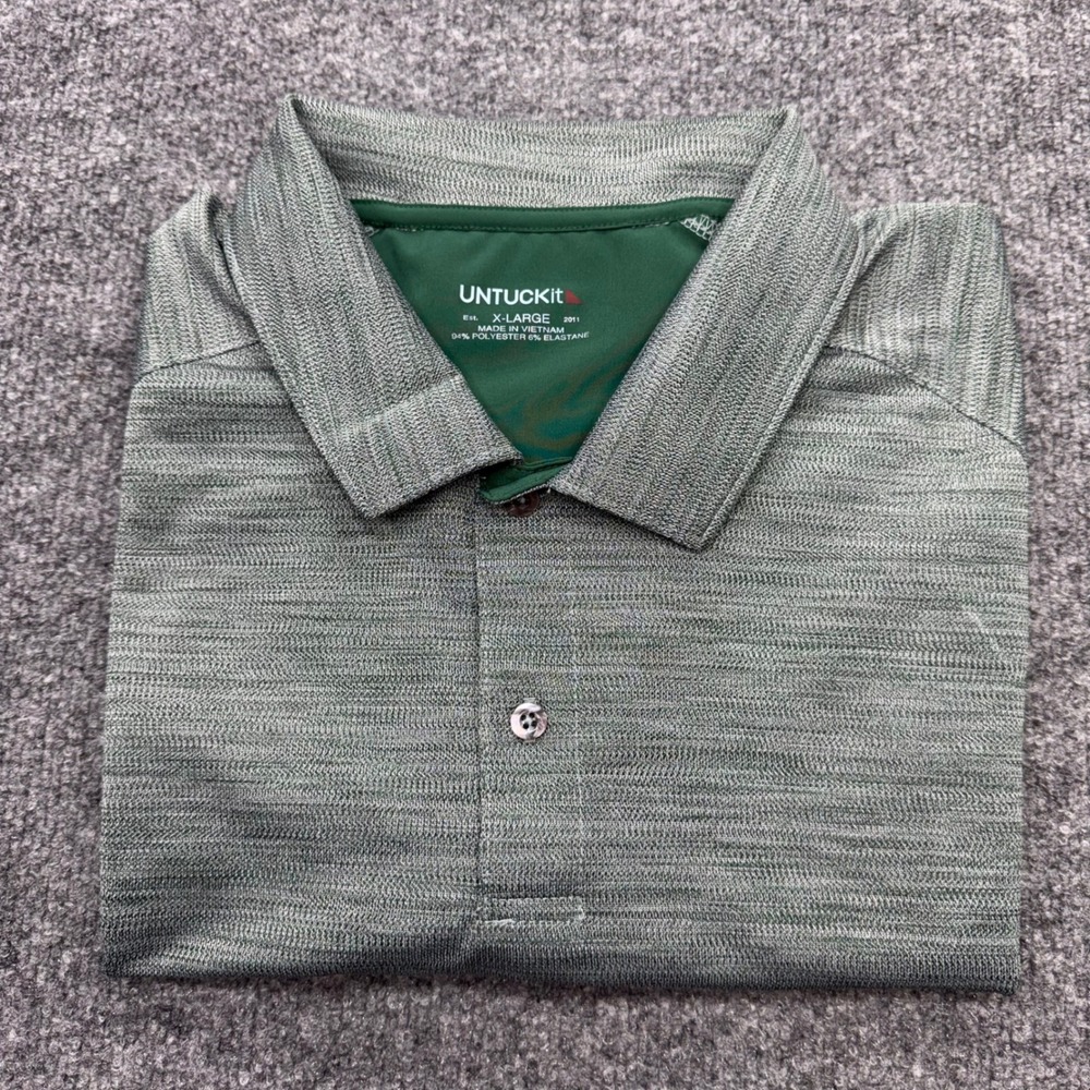 UNTUCKit Hannifer Polo Shirt Mens XL Dark Green Space Dye Performance 41486 - Picture 6 of 8